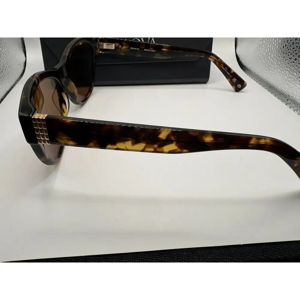 Bulova 9G1013 Cat Eye Sunglasses Brown Demi Tortoise Women's Case